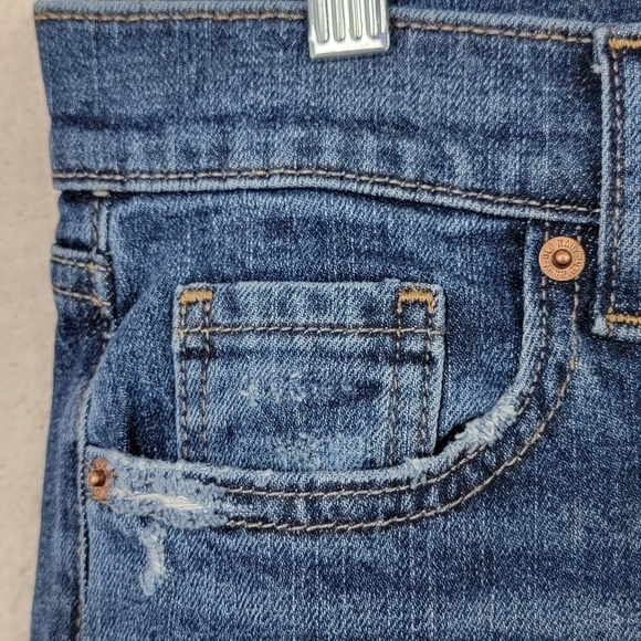 Old Navy Barbara Dark Wash Ripped Boyfriend Straight Denim Blue Jeans Sz 4 NEW - Picture 8 of 16